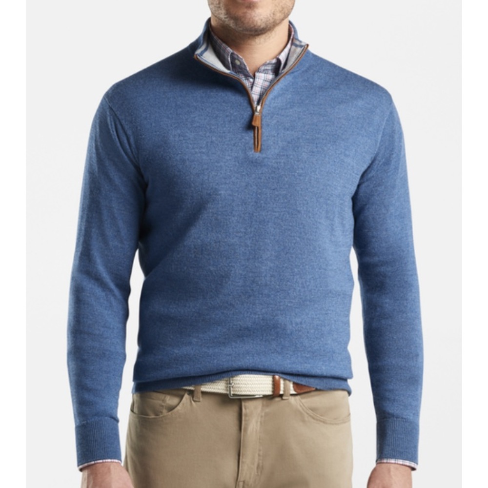Peter Millar Quarter Zip in Sailor Blue Size Large